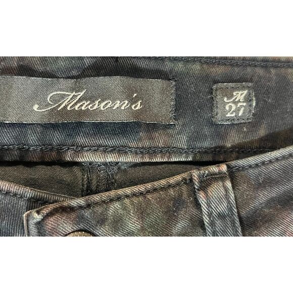 RARE Mason's Italian Brushed Cotton Black Floral Pants Printed Size 27 Ankle - Picture 7 of 7
